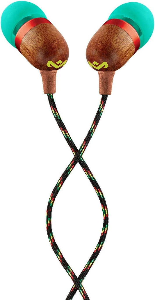 Smile Jamaica Wired: Wired Earphones with Microphone, Noise Isolating Design, and Sustainable Materials (Rasta)